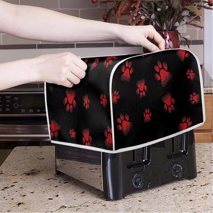 STUOARTE Dog Paw Print Toaster Cover, Dustproof Kitchen Decor for Most Standard 2 Slice Toasters