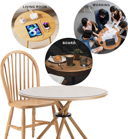 23.6 Inches CENNBIE Round Table Mat - Cork Table Pad Protector- Suitable as Side Dining Coffee Table Cover (Cream)