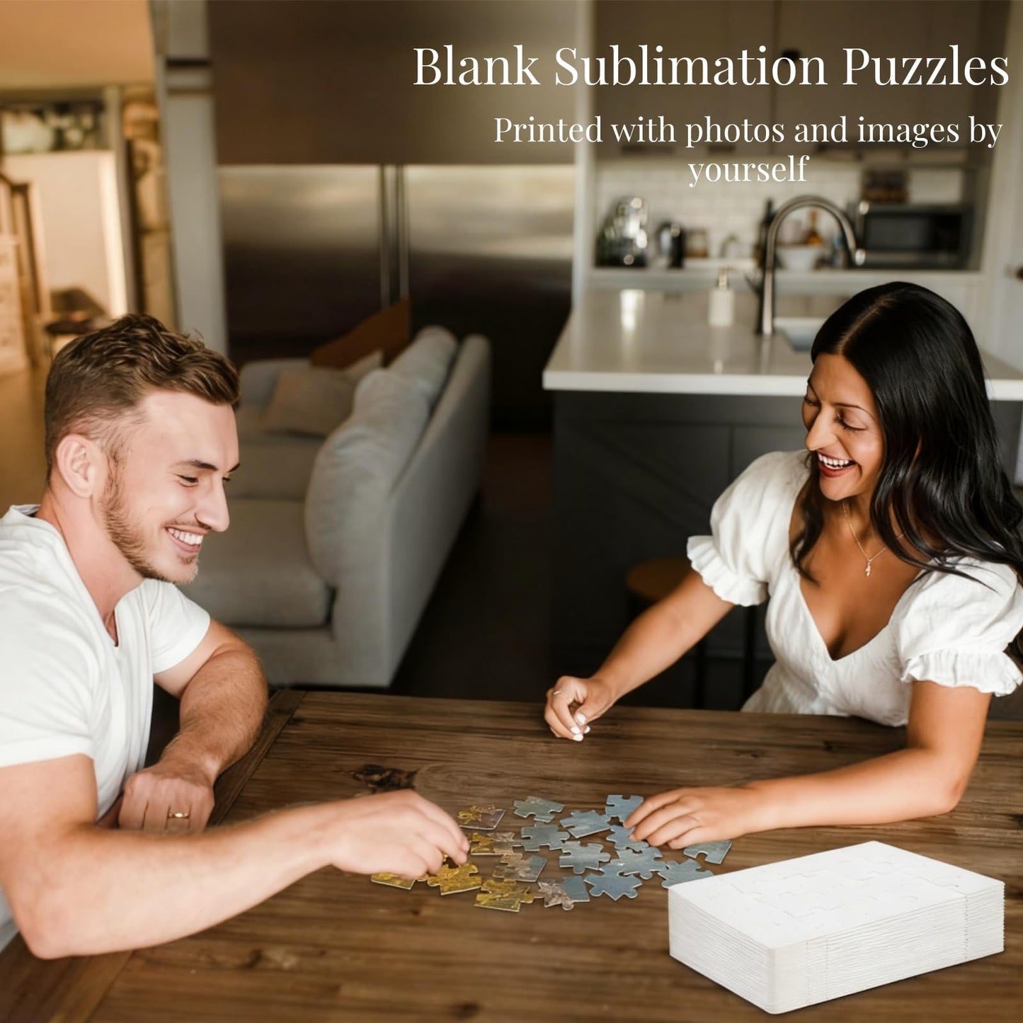 Tlence 24 Sets Blank Sublimation Puzzle, A5 Size 20 Pieces White Jigsaw Puzzles, Heat Press Thermal Transfer Puzzle Bulk, DIY Custom Printing Craft Arts for Handmade Supplies Party Decorating