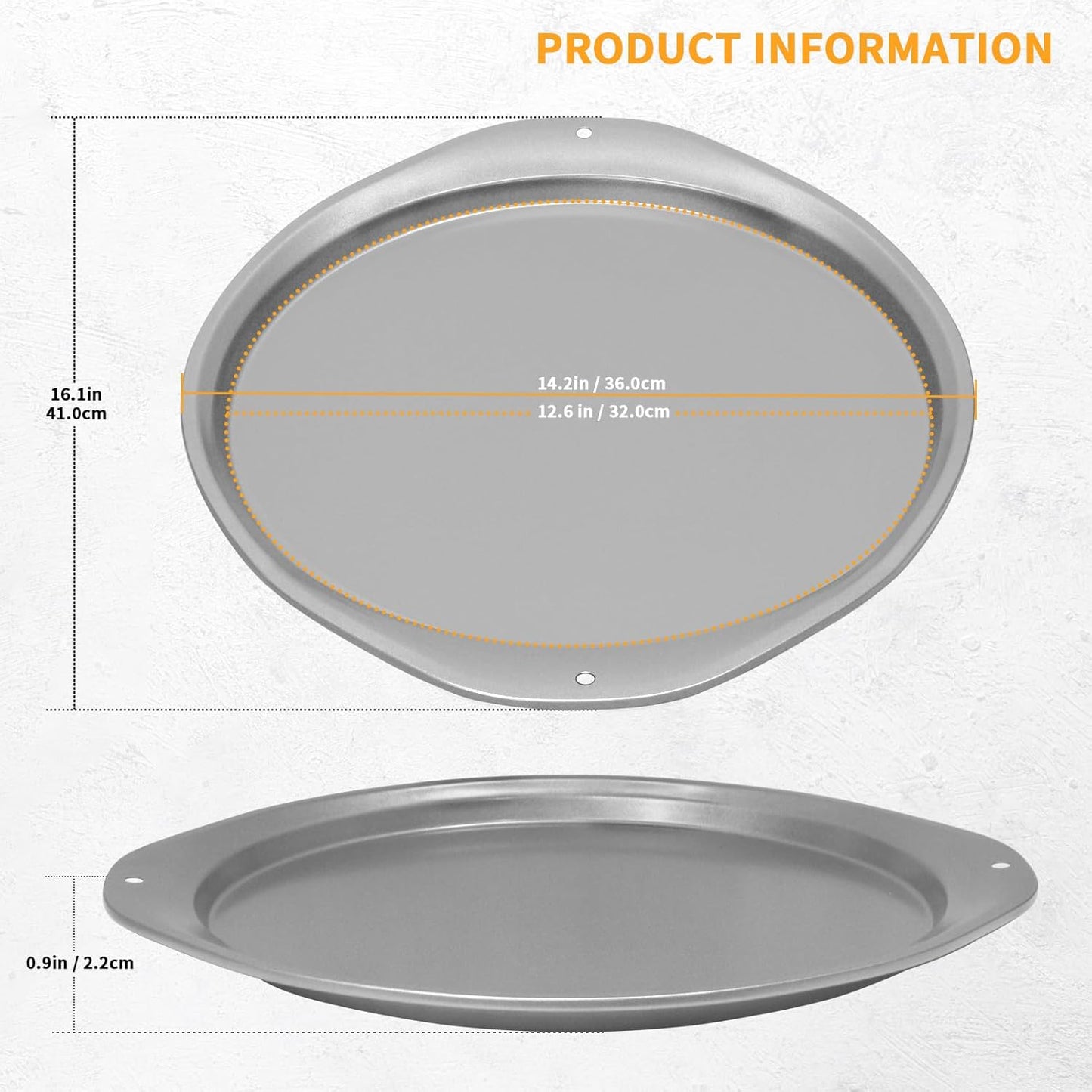 Pizza Pan - 14 Inch Nonstick Pizza Pan for Oven, Durable Kitchen Cookware with Widen Handles for Cooking