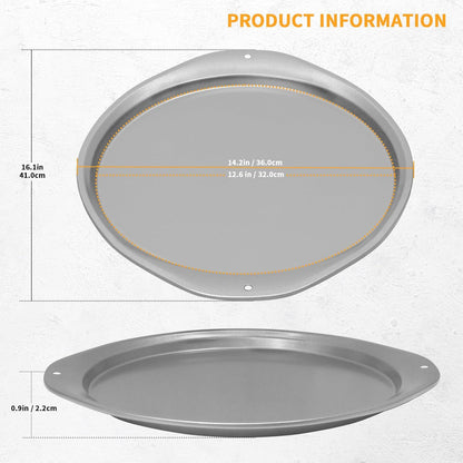 14 Inch Nonstick Pizza Pan for Oven, Durable with Widen Handles for Cooking, Baking, and Grilling (2, Grey)