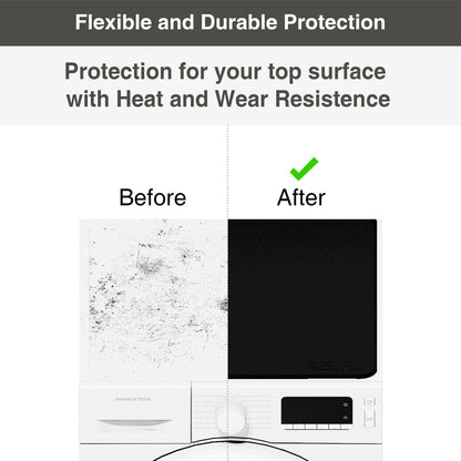1 PACK SEIRI Washer and Dryer Topper, 26" x 26" Silicone Dryer Top Protector Mat for Flat Top Surface Cover and Front Load Washing Machine Non-Slip Waterproof Laundry Topper Mat Large (Black)