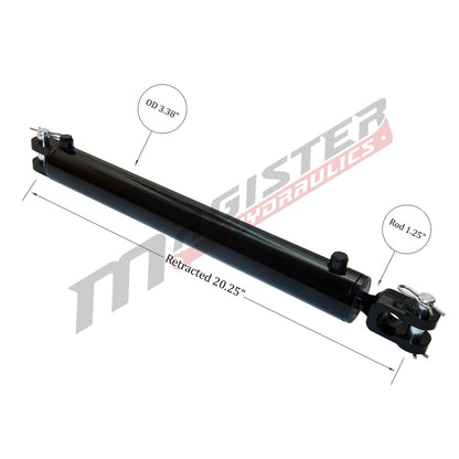 Magister Hydraulics Double Acting Hydraulic Cylinder - AG Clevis Hydraulic Cylinder 2500 PSI tie-Rod Alternative 3" bore 8" Stroke (3x8 ASAE)