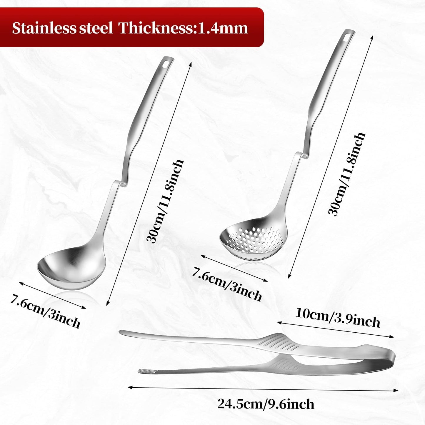 6 PCS Hot Pot Tongs and Spoons, Hotpot Utensil Kit Shabu Shabu Pot, Long-handled Holed Kitchen Utensils, Suitable for Kitchen Cooking, Barbecuing and Hot Pot