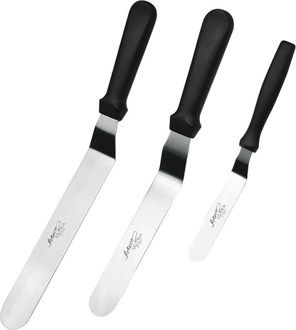 Ateco Ultra Offset Spatula 3 Piece Set - Stainless Steel Blades - 4.25 Inch, 7.75 Inch, 9.75 Inch