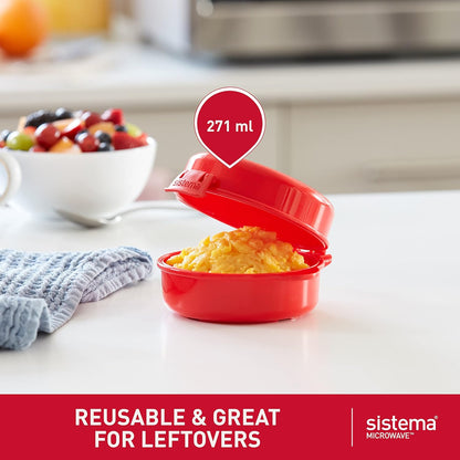 270 ml 1 Count Sistema Easy Eggs Microwave Egg Cooker Egg Poacher with Steam Release Vent BPA-Free Red