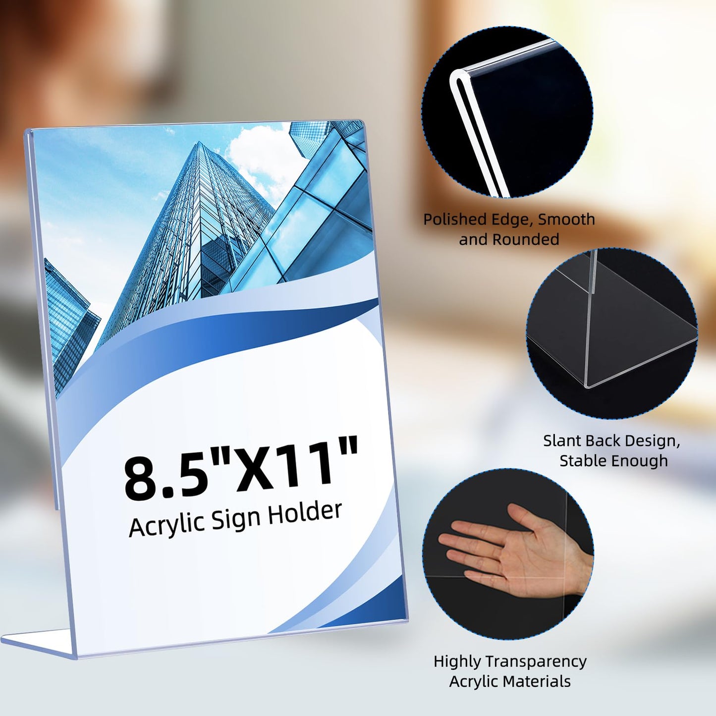 DECOHOBO 12 Pack Acrylic Sign Holder 8.5 x 11, Clear Plastic Display Stands for Tabletop, L-Shape Acrylic Stands for Flyers, Documents, Office, Restaurants, Vertical Sign Holder 8.5x11 for Desktop