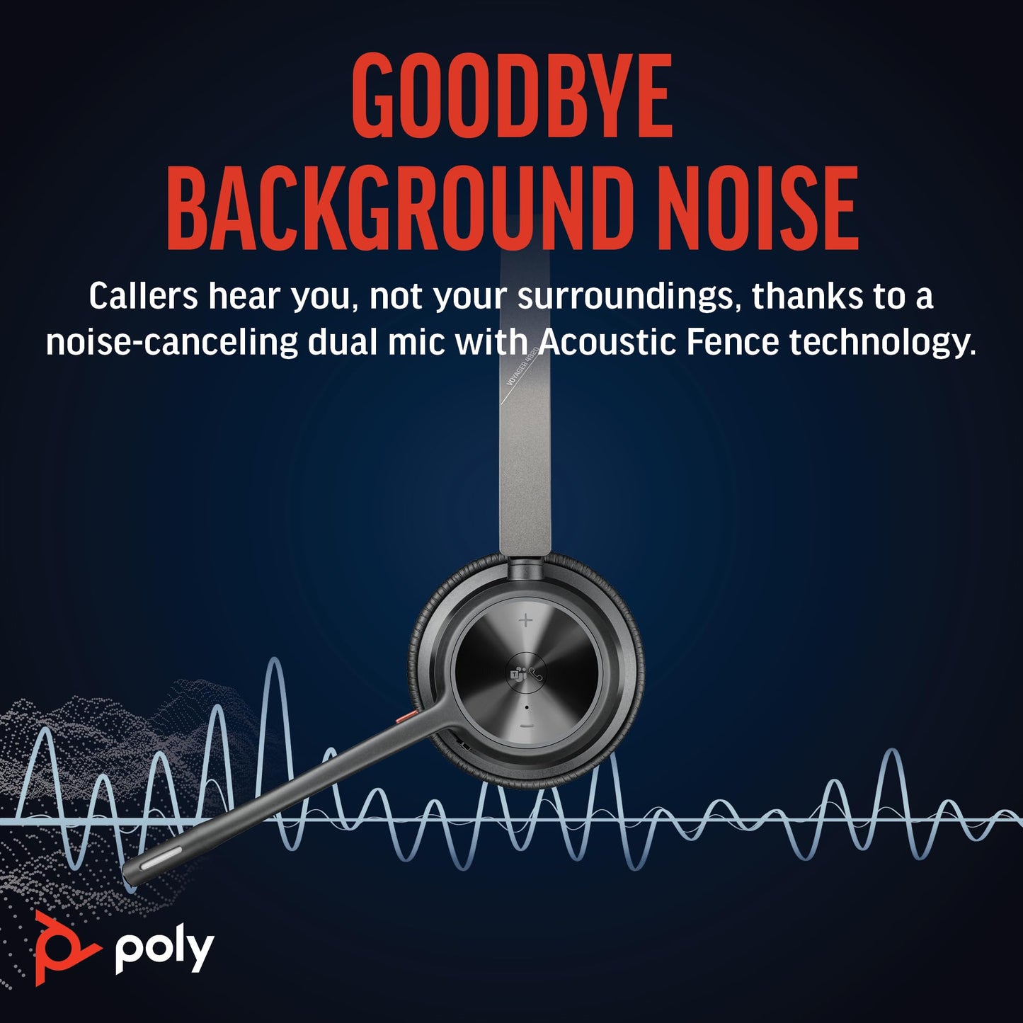 Poly Voyager 4320 UC Wireless Headset & Charge Stand (Plantronics) - Stereo Headphones w/Noise-Canceling Boom Mic - Connect PC/Mac/Mobile via Bluetooth-Works w/Teams (Certified), Zoom-Amazon Exclusive