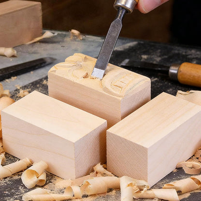 MUXGOA 6 Pcs Wood Blocks for Carving,4x2x2Inch Unfinished Whittling Blocks Rectangular Wooden Cubes for Crafts Making & DIY Projects & Decor