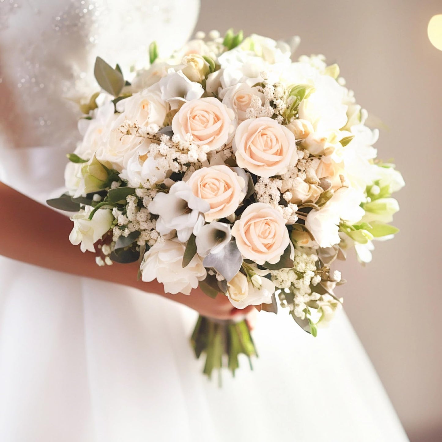 50 Pcs Champagne Roses Artificial Flowers, Real Touch Velvet Roses Bouquet Fake Flowers Bulk, Artificial Roses with Long Stems for Birthday Gift Women Mom DIY Bridal Wedding Centerpiece Decorations