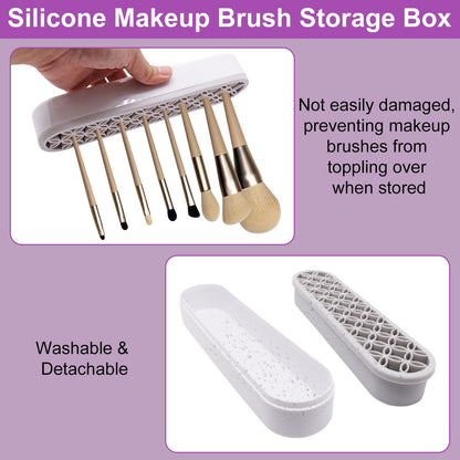 GDFYMI 2Pcs Grey Silicone Makeup Brush Holder Stand Makeup Brush Storage Make Up Brushes Holder Organizer for Painting Pen Brushes Nail Clippers Drill Pens Ruler Sewing Craft Tools