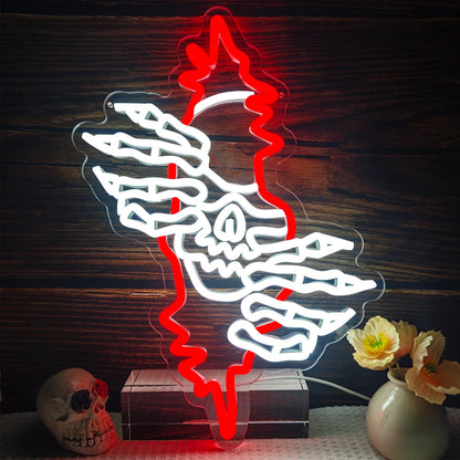 Skeleton Neon Sign Dimmable Skull Neon Sign for Wall Decor Skeleton Neon Light Skull Led Neon Light for Man Cave Game Room Christmas Party Decor Gifts