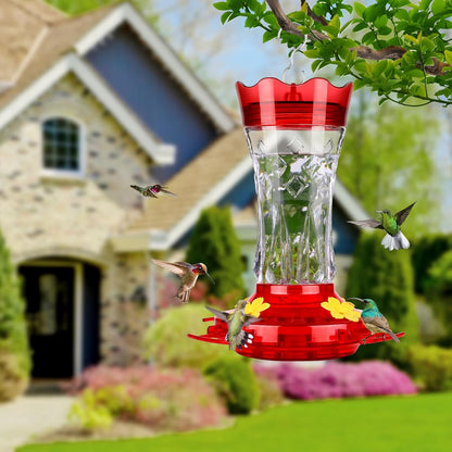 BOLITE Glass Hummingbird Feeder - 15 Ounce Leak-Proof Design with 4 Bee Guards | Red Stars Decor, 2 Pack