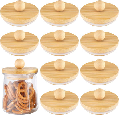 12 2. 64 1. 97 Inch Tessco for you Tessco Pcs Yogurt Jar Lids Bamboo Wood with Silicone Sealing Rings Lids Compatible