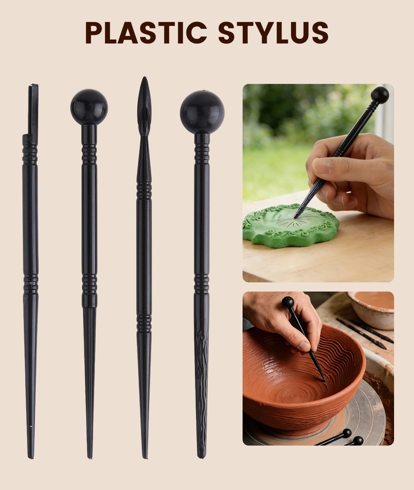 36PCS Clay Tools Kit, Pottery Tools and Ceramic Sculpting Tools Set with Brushes for Carving, Shaping, Molding, Craft & DIY Handmade Projects