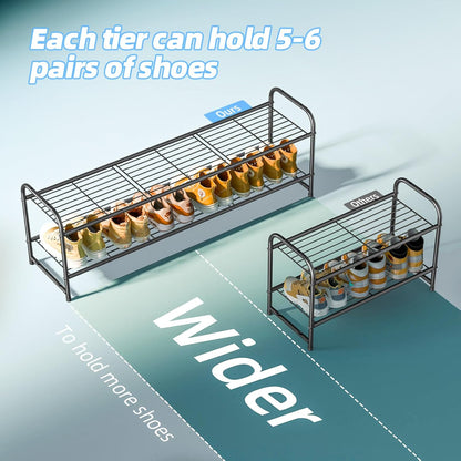 2 Closet, 44 Inch Tier Shoe Rack for Extra Long Shoe Storage Organizer for Shelves, Heavy Duty Metal, Easy Assembly