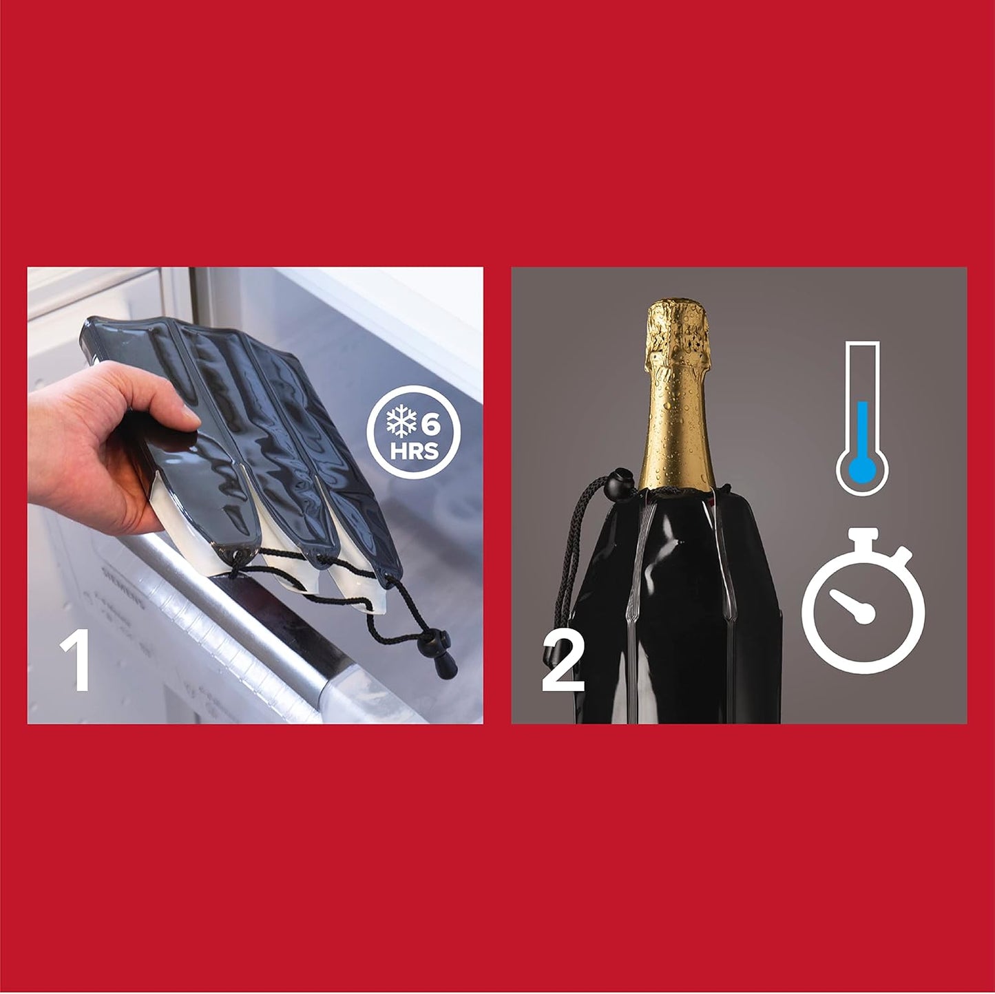 Vacu Vin Active Cooler Champagne Chiller - Reusable, Flexible Wine Bottle Cooler - Platinum, Gold - Champagne Cooler