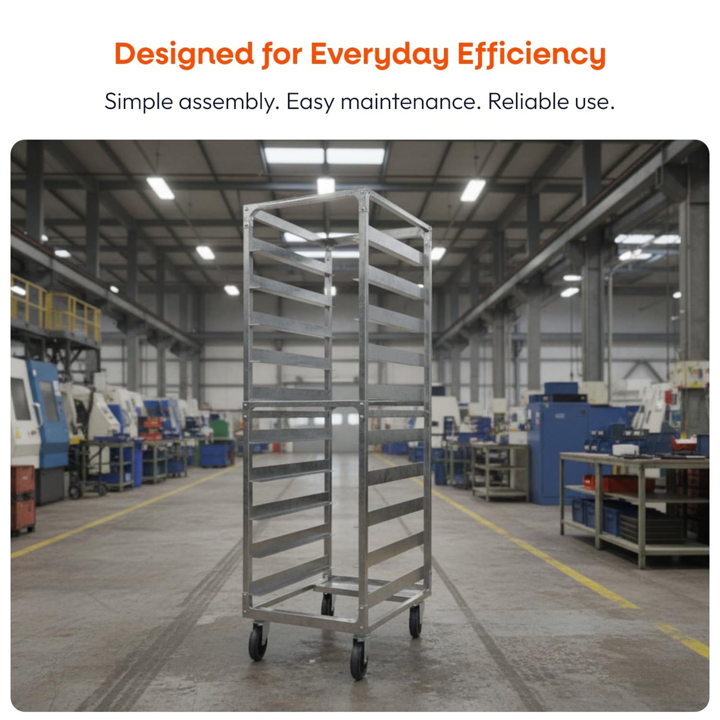 DCUBE 10 Level 6" Spacing Commercial Aluminum Pan Rack, Heavy-Duty Rack for Electronics & Pharma, Mobile Clean Room Rack with Wheels & 2 Locking Casters, Knock-Down Speed Rack, 20.5"x26"x70"