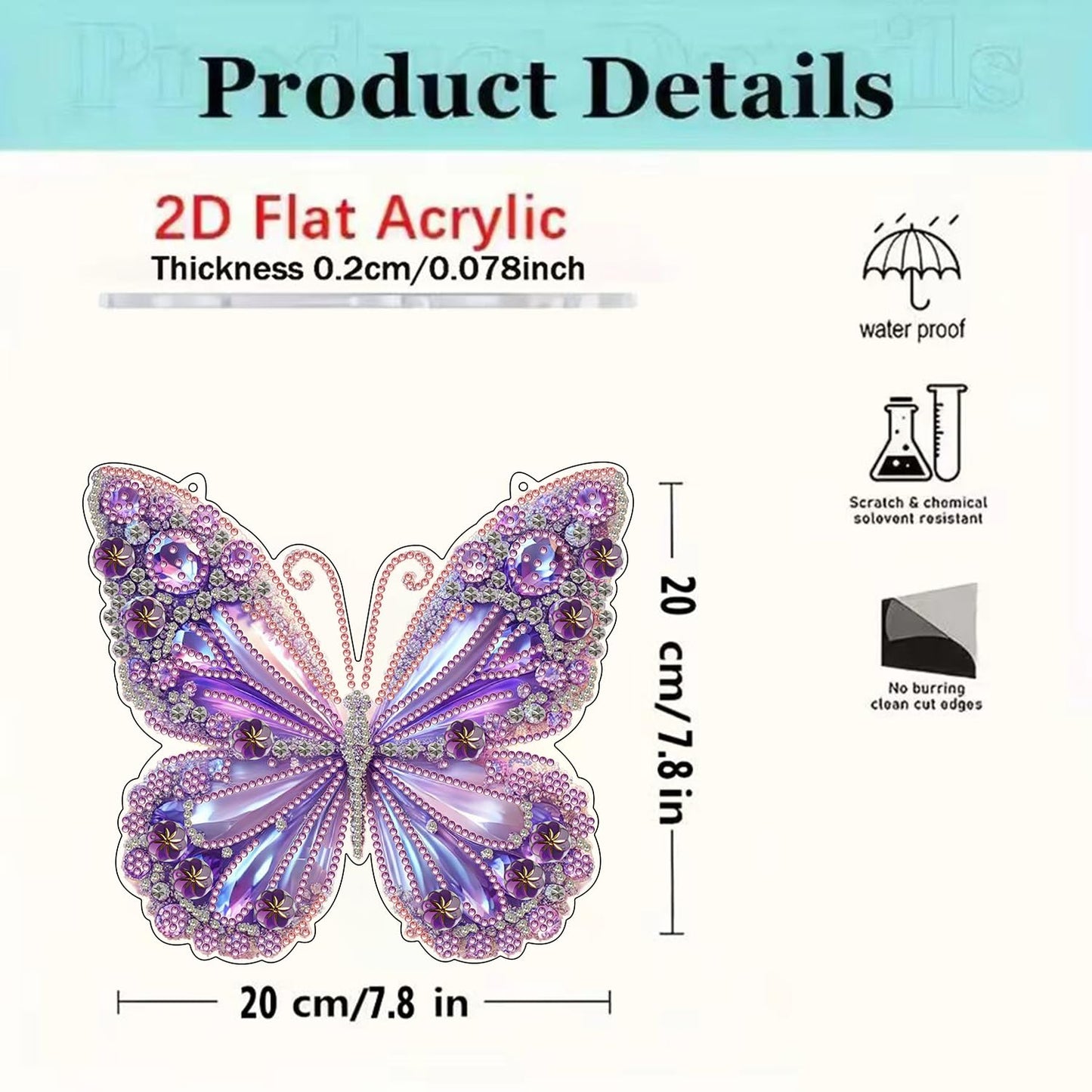 ARPADAMO Hanging Diamonds Art kit for Adult,DIY Butterfly Pendant Diamonds Painting Art Kit, 7.8x7.8 inch Acrylic Diamonds Painting Board Kit Ornament, Special Crystal Diamond Hanging Ornament
