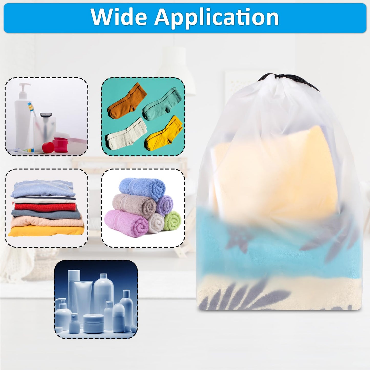 Clear Shoe Bags for Travel 5 PCS, 15.7" x 11.8" Travel Shoe Bags for Packing, Waterproof Drawstring Travel Shoe Storage Bag, Travel Essentials for Men and Women