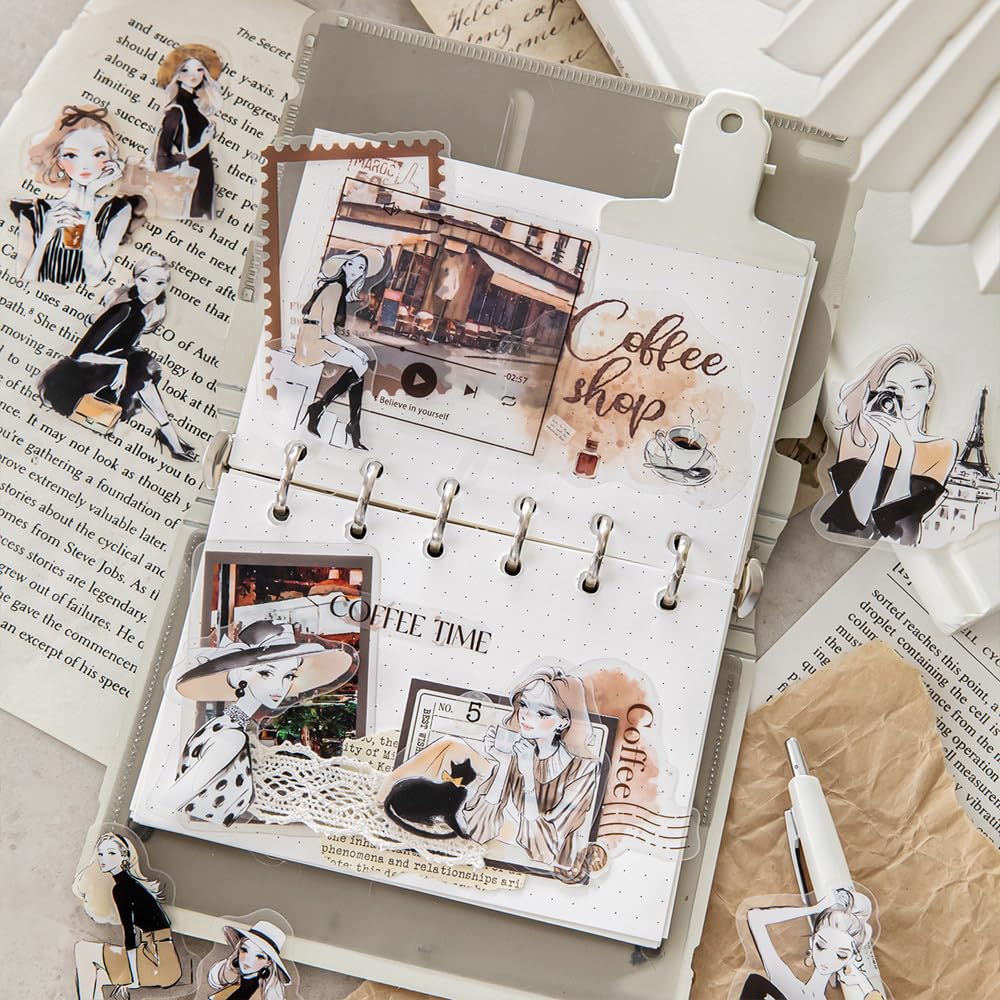 Dwpetzo 240 Pieces Aesthetic Scrapbook Sticker Set, Assorted Landscape Romantic Encounter Scenes PET People Stickers for Journaling, Scrapbooking, Junk Journal Supplies, Collage, DIY Crafts Arts