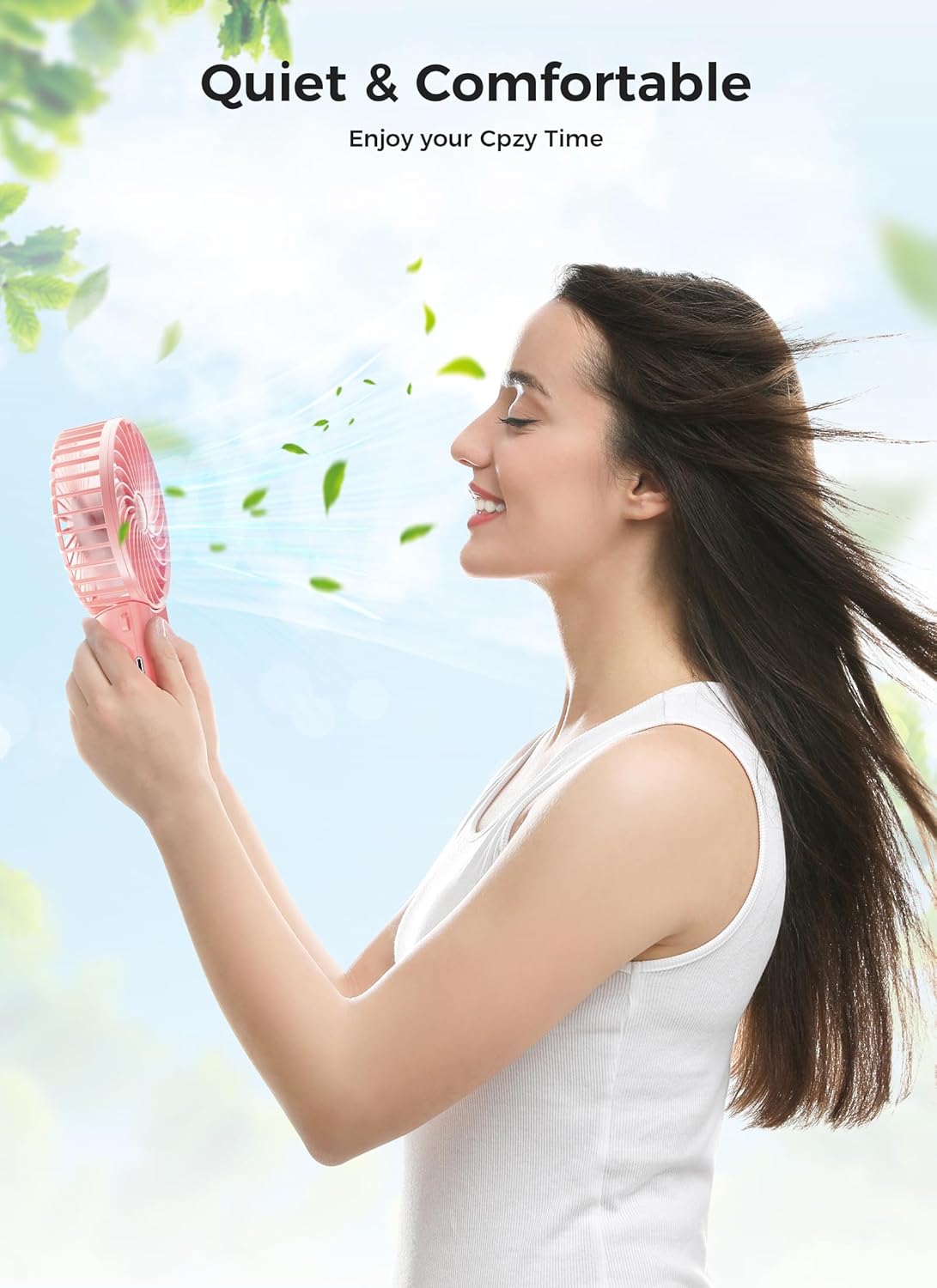 JZCreater Mini Handheld Fan, Portable 15H Cooling Fan, Quiet 4 Speed USB Rechargeable Desk Fan for Travel, Outdoor, Home