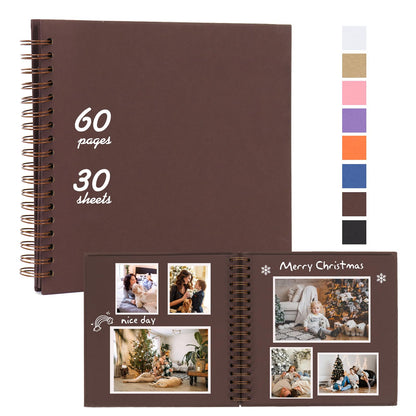 RECUTMS 10 x 10 Inch DIY Scrapbook Album 60 Pages Hardcover Kraft Paper Scrap Book Photo Albums Memory Book for Wedding and Anniversary Family (Coffee)