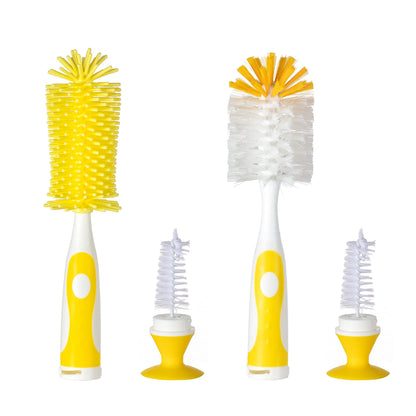 Chemimoso Multifunctional Cleaning Brush, Baby Bottle Brush, Bottle Brush Cleaner, Rotate The Suction Cup to Obtain The Small Bristle Brushes, Set Z, Yellow, Silicone and Nylon Brush