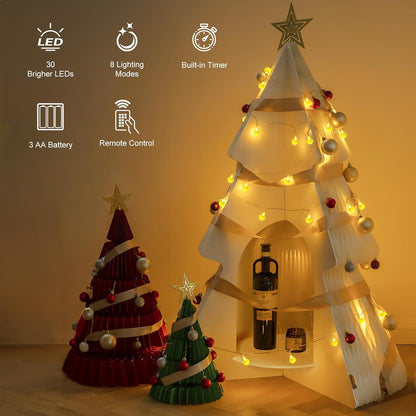 Minetom Crystal Globe String Lights - 30 LED Waterproof Fairy Lights with Remote | 17 ft Warm White for Party Decor