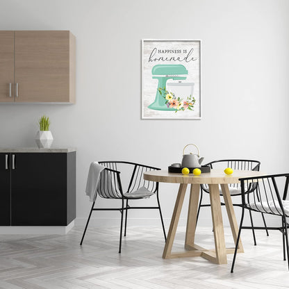 Stupell Industries Happiness is Homemade Phrase Floral Kitchen Stand Mixer, Designed by Lettered and Lined Wall Art, 24