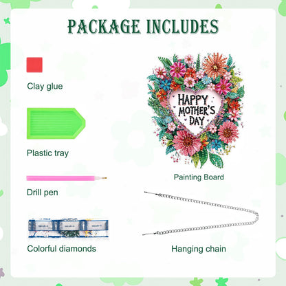 MAXBYE Diamonds Painting Kits Hanging Pendant, Special Shaped Crystal DIY Mother's Day Flowers Diamond Art, Diamond Art for Beginners DIY Crafts, Window Pendant Ornament for Home Decoration, 7.8in