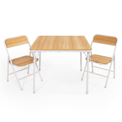 Humble Crew Kids Table and Chair Set, Toddler Activity Table with 2 Chairs for Play, Crafts, Snacks & Learning, Kids Furniture for Playroom & Bedroom, Folding, Natural/White