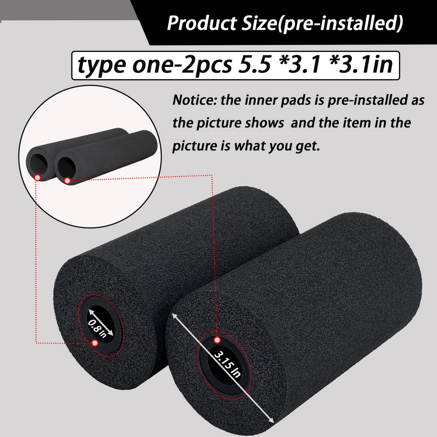 Foot Foam Pads Rollers(7.87in*3.14in*3.14in) for Exercise Machine, Inversion Table, Workout Bench, Sits Ups Replacement Parts, Home Gym Accesories