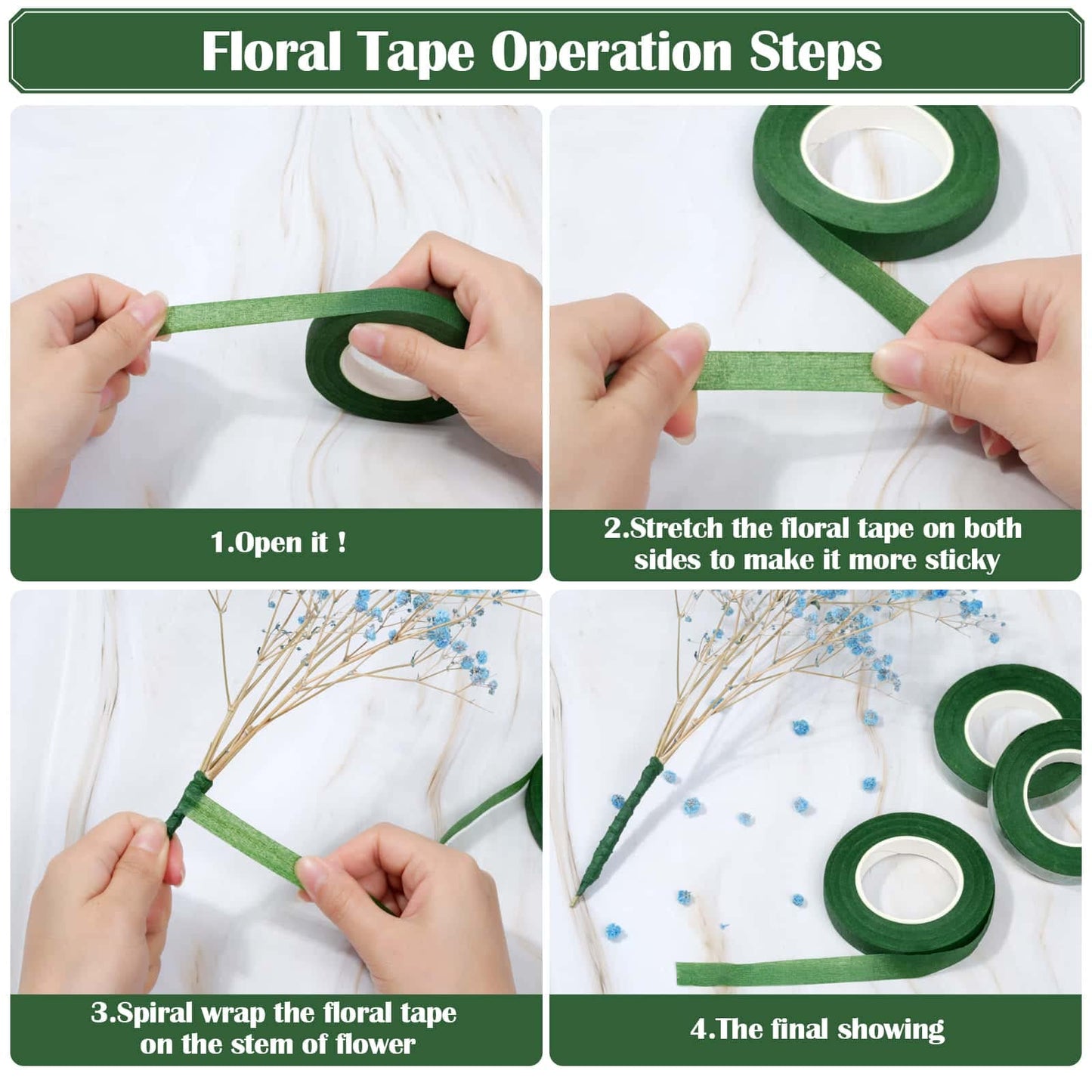 PAXCOO Floral Arrangement Kit with Green Tape and Wire, Boutonniere Flower pin, Wire Cutter for Wreath Making Supplies