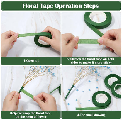 PAXCOO Floral Arrangement Kit with Green Tape and Wire, Boutonniere Flower pin, Wire Cutter for Wreath Making Supplies