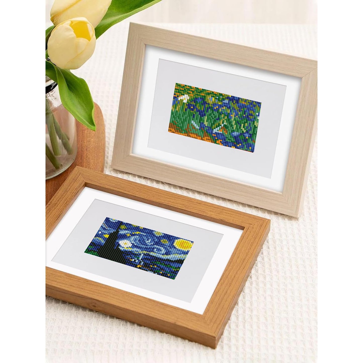 15 Packs Diamond Art Kits for Adults, Small Diamond Painting Projects Full Square Drill Gem Art Kits, Mini DIY 5D Paint With Diamond Dots Crafts with Tools, Classic Masterpiece Wall Decor Gift