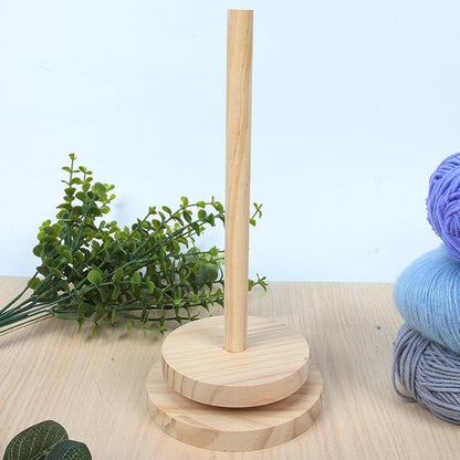 Maxmoral Rotatable Wooden Yarn Holder Hand Woven Winding Spool Knitting and Crochet Accessories Base Diameter 4.7 Inch Height 10 Inch