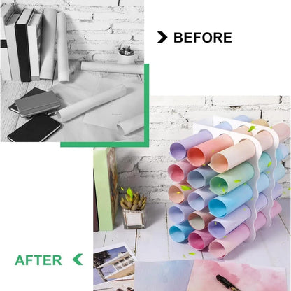 Outus Vinyl Storage Rack Acrylic 15 Holes Vinyl Roll Holder Craft Paper Storage Organizer Aperture 2 Inch Multiple Display Stand for Craft Room Home Office School, 12 x 7.8 Inch(White)