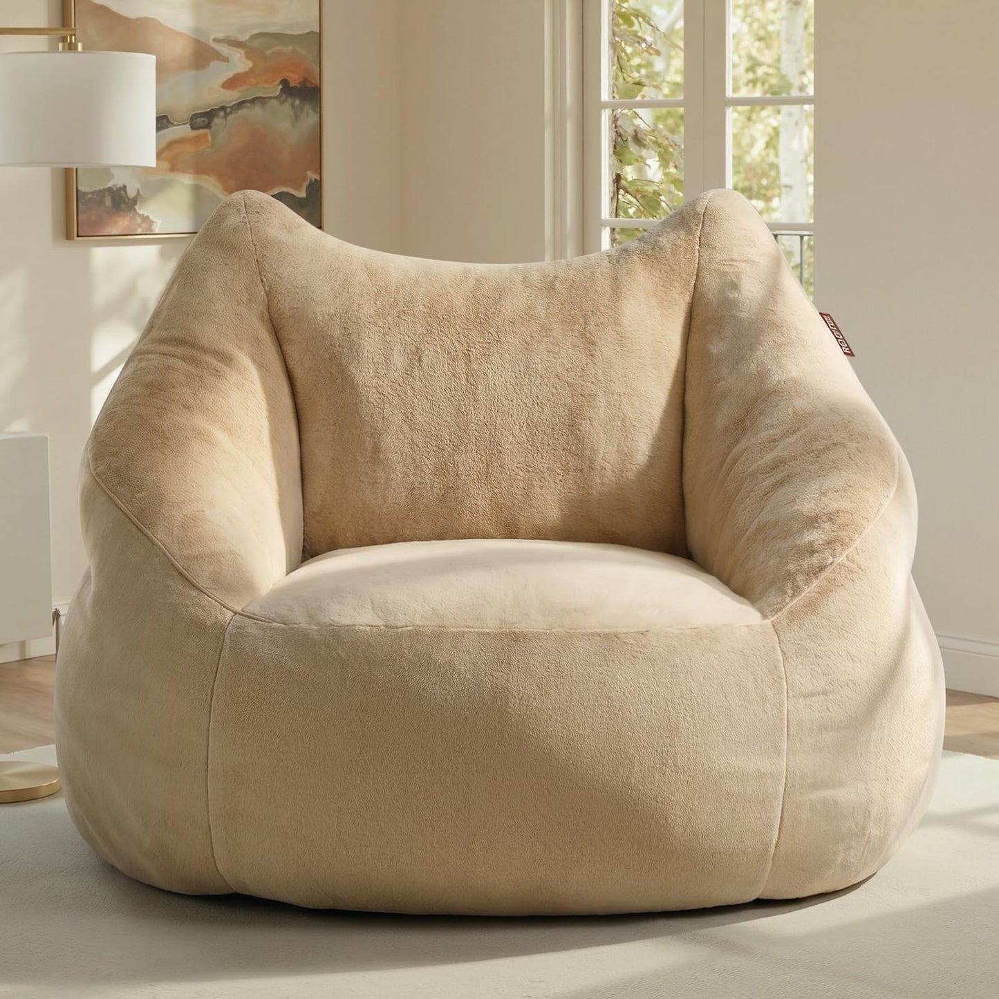Relefree 70.9" Oversized Bean Bag Chairs for Adults,Loveseat Sofa,Plush Modern Boneless Loveseat,Bean Bag Couch for Reading,Mini Small Couches for Living Room, Office,Bedroom,Apartment,Latte Brown