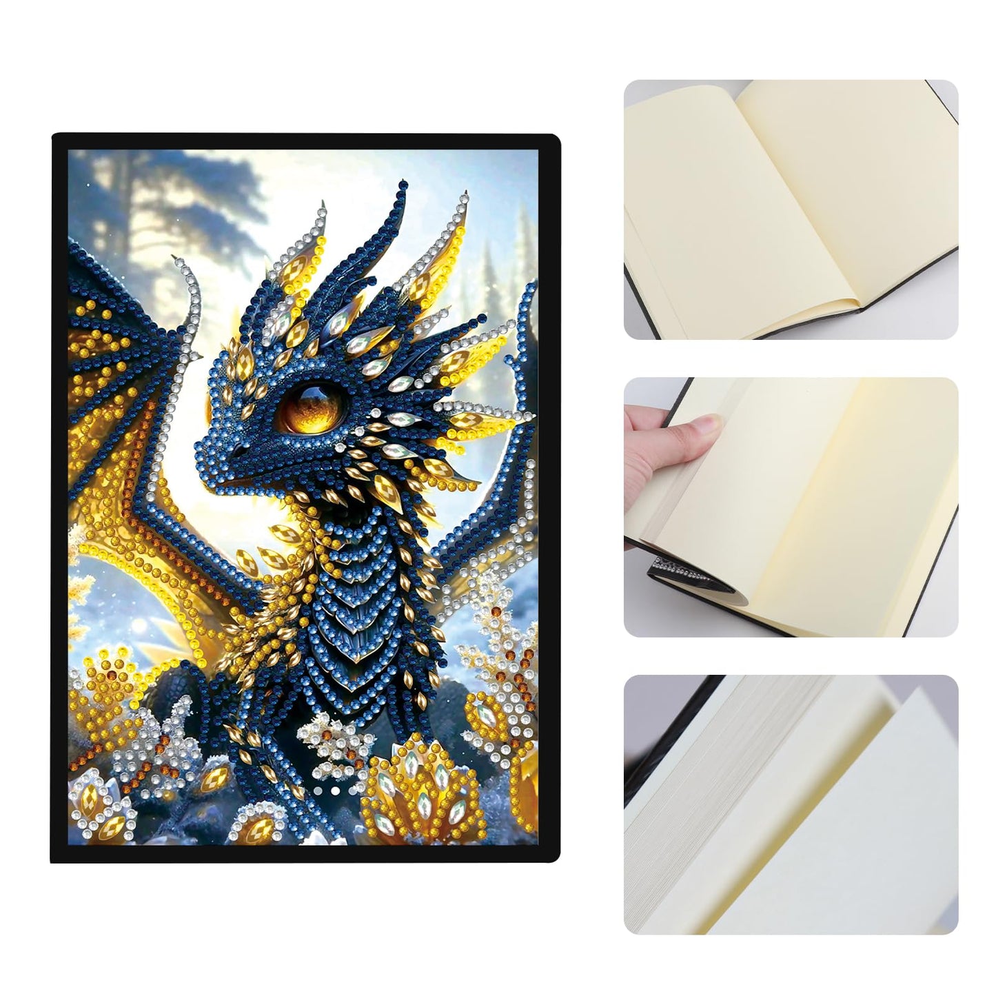 JISHSHAY Diamond Art Notebook Journal Dragon Diamond Painting Note Book Dragon Gem Art Sketchbook Mosaic Kits for Adults Diary Gem Painting Leather Journal A5 Notebook with Special Shaped Drills