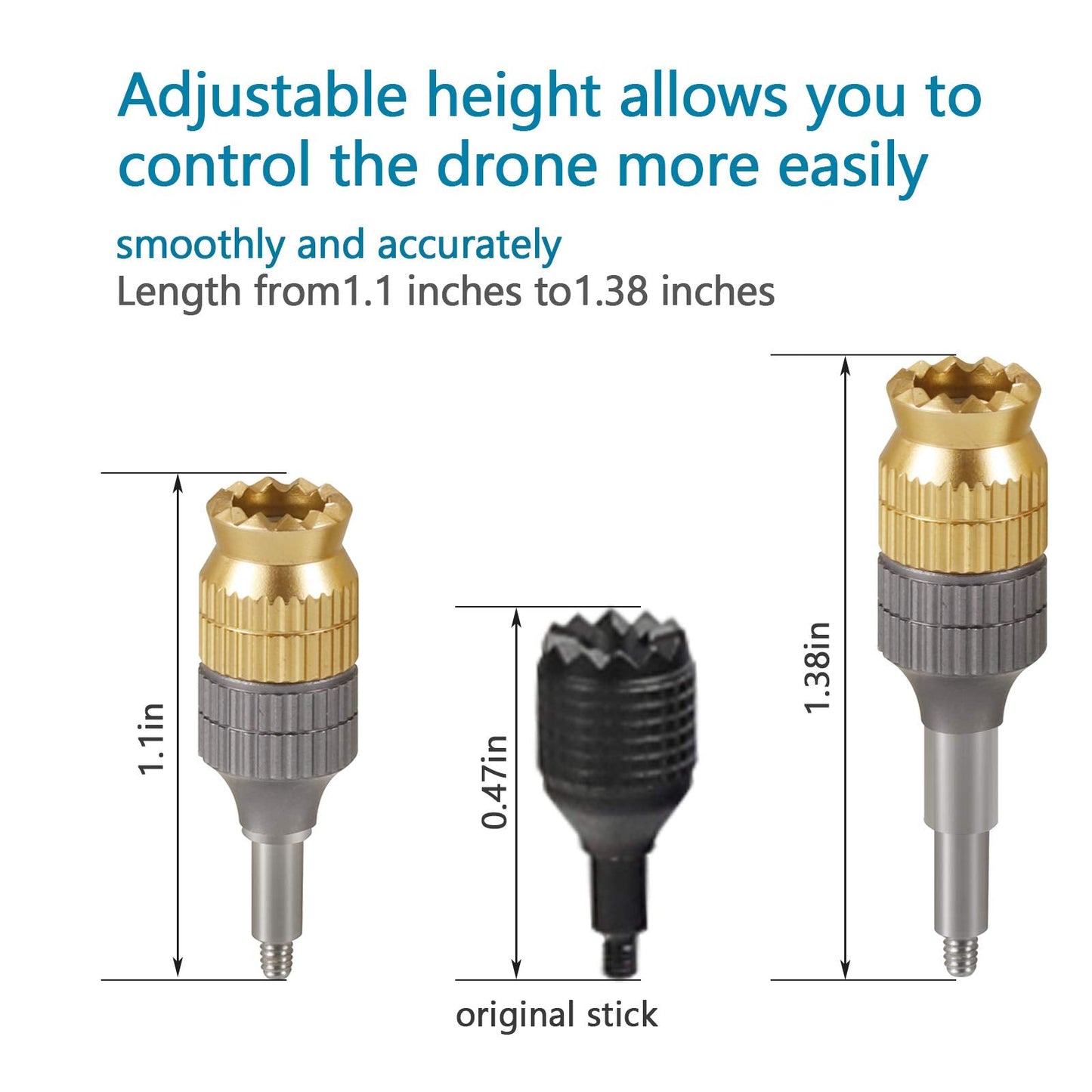 Hanatora Extension Joystick Stick for DJI FPV Remote Controller 3 2,Neo,Avata 2,RC Pro, Metal Control Extender Joysticks,Long Thumb Sticks Replacement Accessories