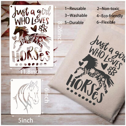 YHSLMH Reusable Horse Stencils - Large Horse Templates for Painting on Wood, Fabric, Canvas & Furniture (10 Designs)