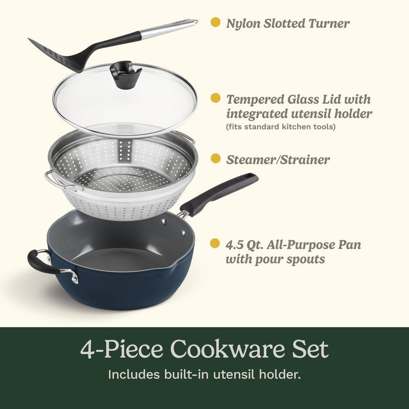 Cuisinart Preferred Pan 4-Pc Set - Nouveau Navy (4.5 Qt. Multi-Purpose Pan w/Cover, Steamer, Slotted Turner)