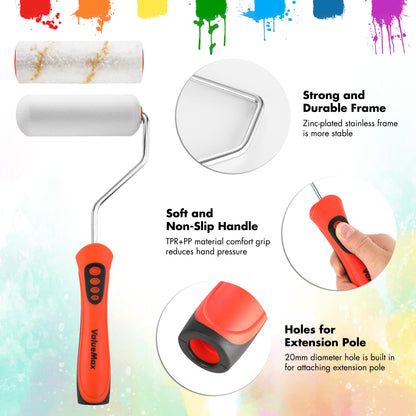 ValueMax Paint Roller Kit, 14-Piece 4 Inch Paint Roller Kit with High-Density Foam Paint Rollers, Microfiber Paint Rollers, Paint Tray for Painting Cabinets, Doors, Craft Work