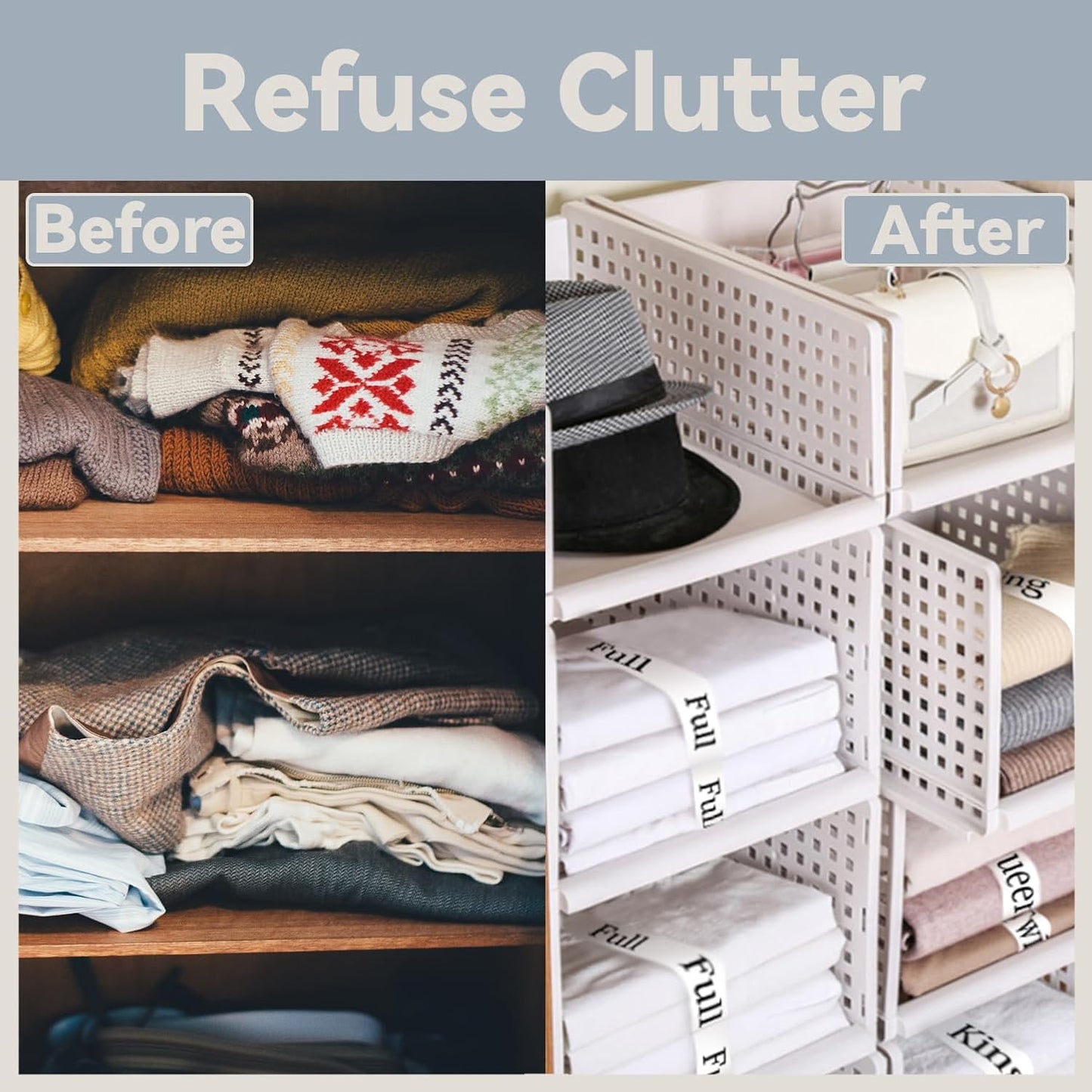 Sheet Organizers and Storage Bands - 4 Pieces Elastic Bed Sheet Straps/Sheet Storage Organizer for Linen Closet (King)