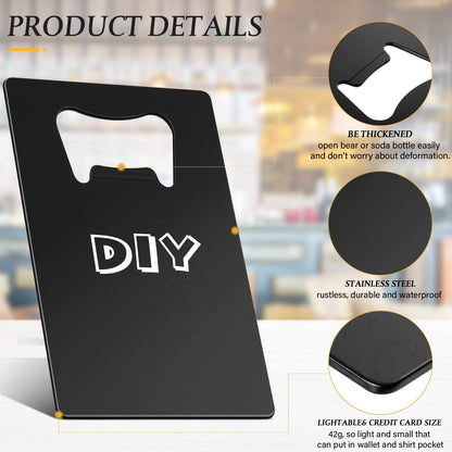 40 Pieces Credit Card Bottle Opener Stainless Steel Poker Wallet Bottle Opener for Christmas Gifts Can Be Carved for DIY Wedding Favor Groomsmen Gift(Black)