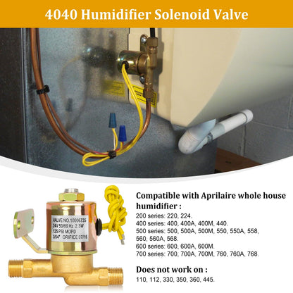 4040 Solenoid Valve for Humidifier - 24V Water Valve Compatible with April aire Whole House Humidifier Models 400 500 600 700 220 224 - Replaces B2015-S85 B2017-S85, Yellow