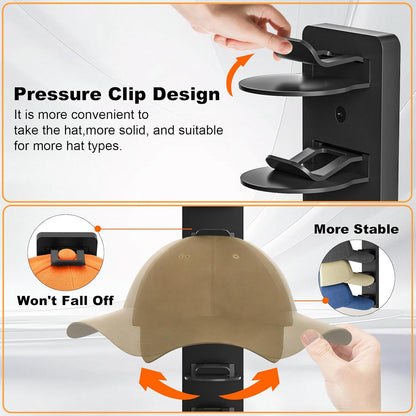 Skiennix Hat Organizer - 2 Pack Baseball Cap Rack with Strong Adhesive & Screw-In Holders | Ideal for Closet & Bedroom