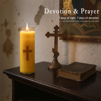 2 Packs Beeswax Catholic Candles, 7 Day Prayer Candles in Glass with 100 Hours Long Burn Time, Honey Fragrance Religious Devotional Candle for Memorials, Vigil, Church