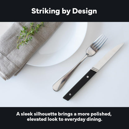 Misen Steak Knives Set of 4 - Precision Serrated Blades for Effortless Dining - Stainless Steel - Superior Cuts with Four Steak Knives Handles - Black